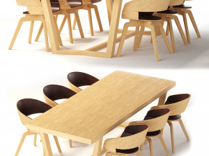 modern cartesio leather table set 3D Model