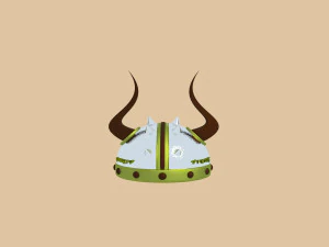vikings metal helmet with horns 3D Model