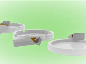 три пепельницы и сигареты 3D Модель