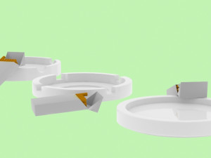 three ashtrays and cigarettes 3D Model