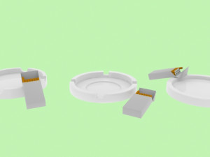 three ashtrays and cigarettes 3D Model