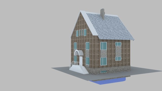 brick house with pool 3D 모델 .c4d .max .obj .3ds .fbx .stl .blend 