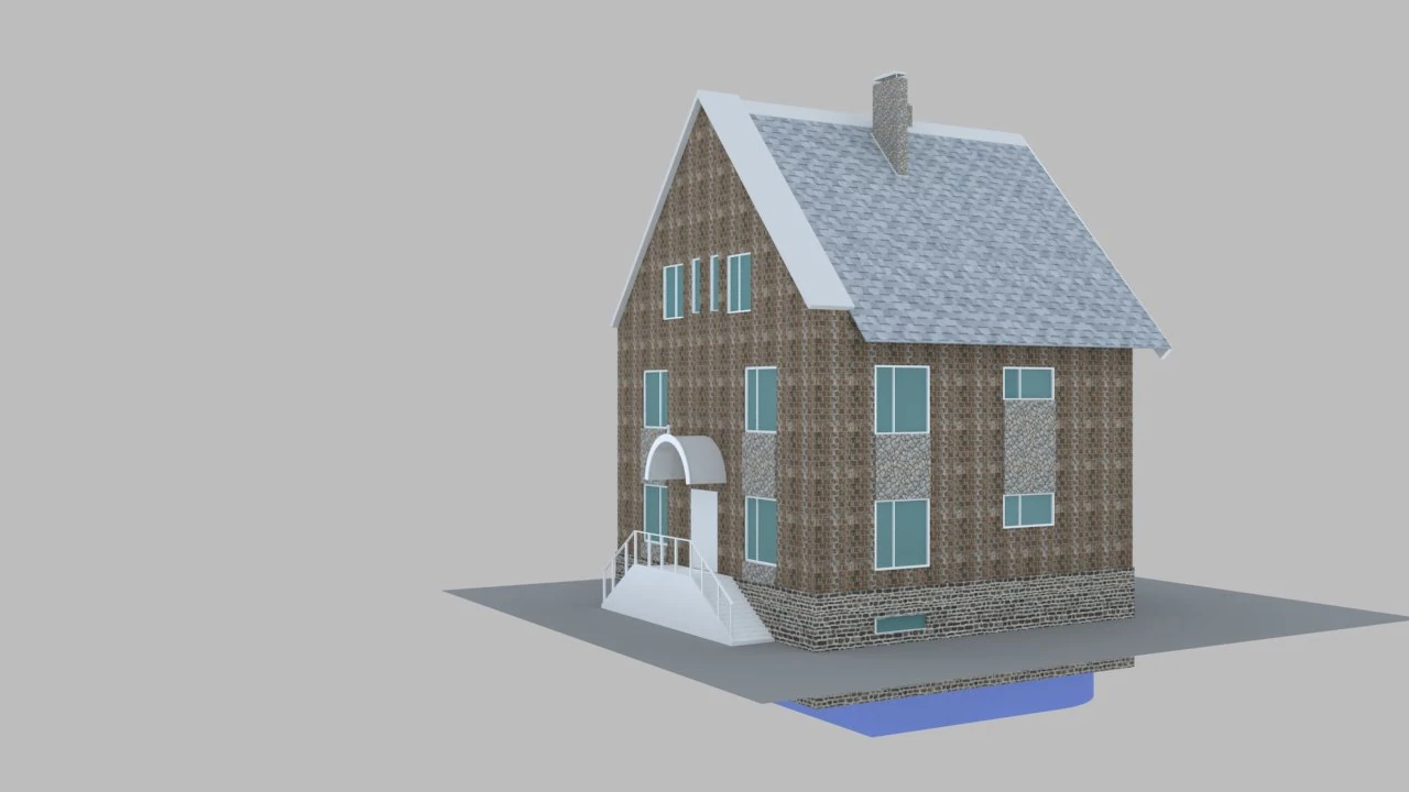 casa de alvenaria com piscina Modelo 3D .c4d .max .obj .3ds .fbx .stl .blend 