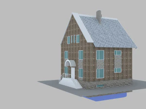 bakstenen huis met zwembad 3D Model