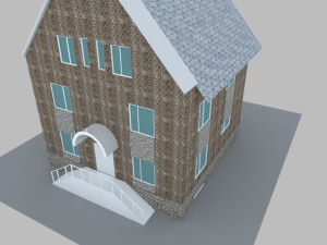 brick house with pool 3D 모델
