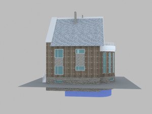 brick house with pool 3D 모델