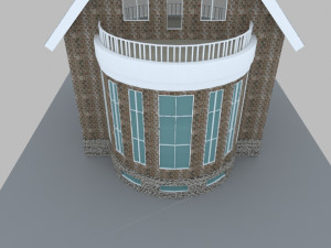 brick house with pool 3D 모델