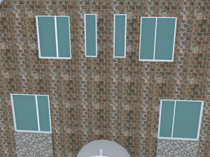 brick house with pool 3D 모델