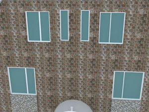 casa de alvenaria com piscina Modelo 3D