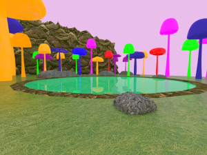 bid mashroom forest Model 3D