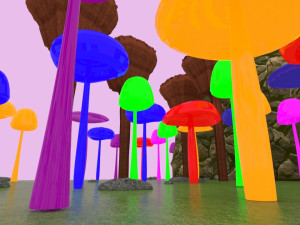 bid mashroom forest Model 3D