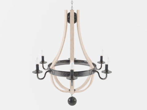 Lustre en bois Modèle 3D