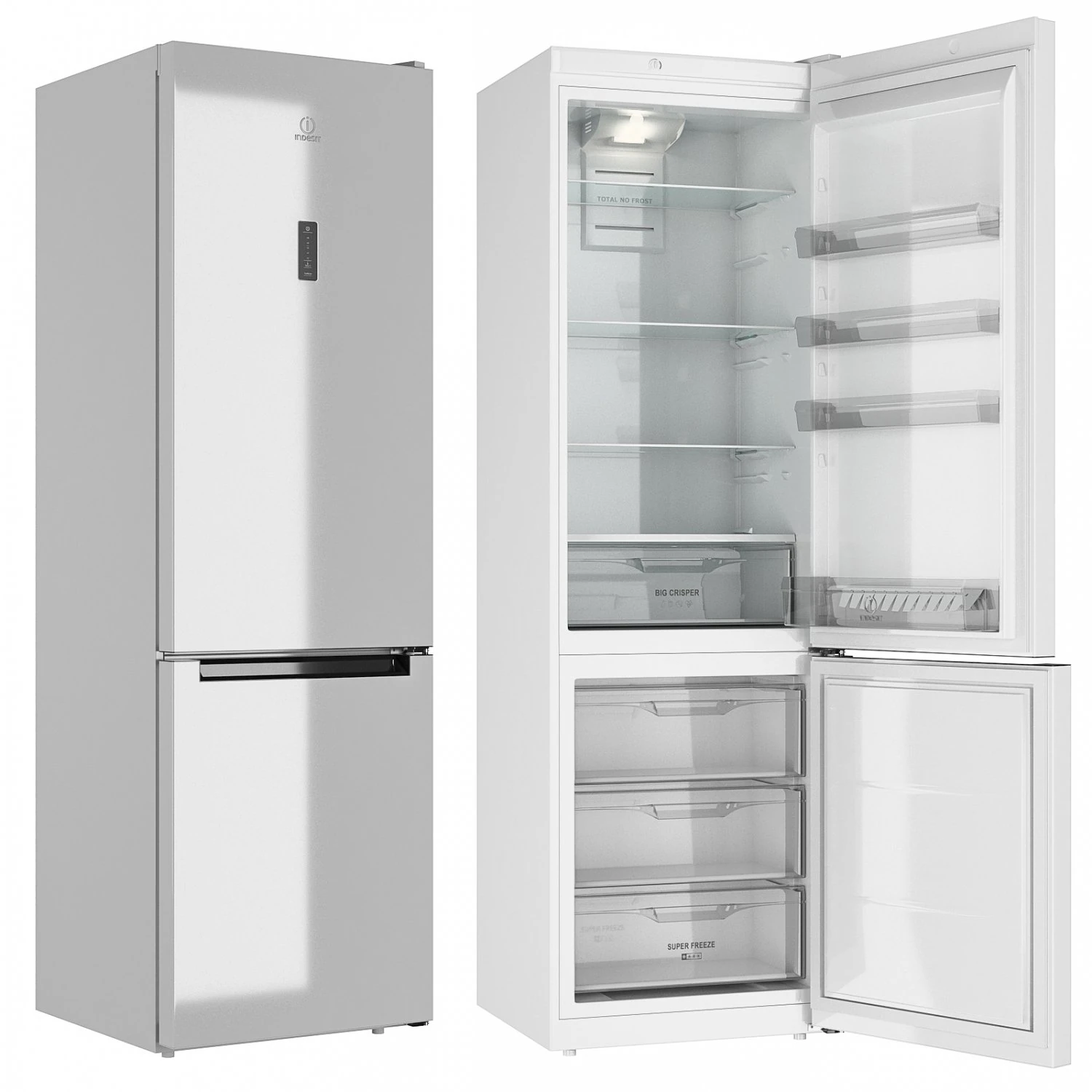 refrigerator indesit df 5200 w opening 3D Model .c4d .max .obj .3ds .fbx .stl .blend
