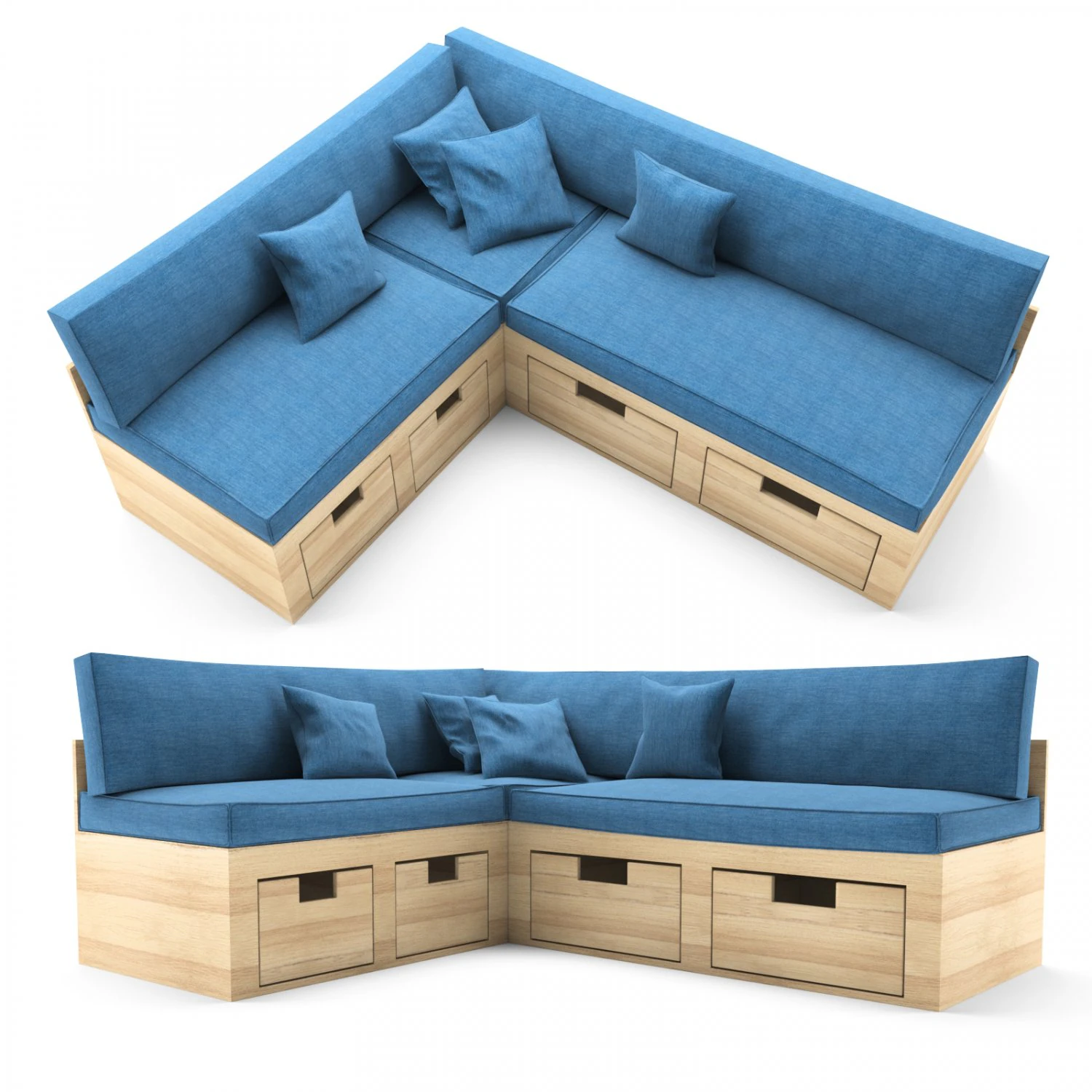 sof&aacute; esquinero para cocina Modelo 3D .c4d .max .obj .3ds .fbx .stl .blend 