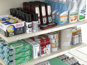 Stand with housewares 3D Model