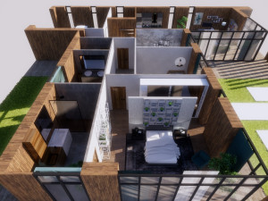 modern villa house with interior design 3D-Modell
