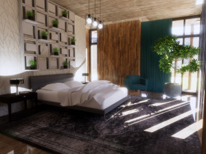 modern villa house with interior design 3D Model