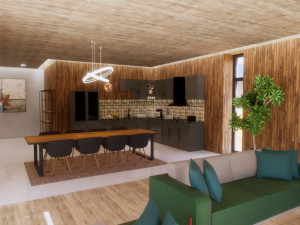 modern villa house with interior design 3D Model