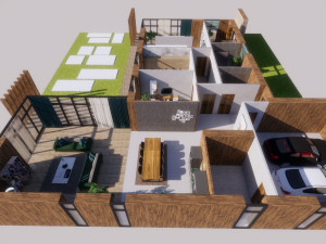 modern villa house with interior design 3D Model