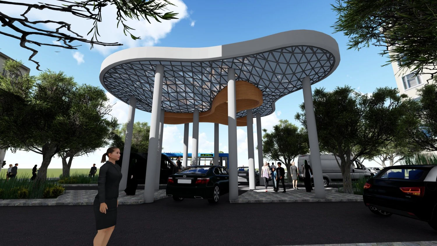 space lattice modern metal roof 3D Model .c4d .max .obj .3ds .fbx .stl .blend 