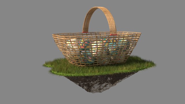 easter eggs basket 3D Модель .c4d .max .obj .3ds .fbx .stl .blend 