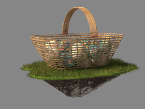 easter eggs basket 3D Model