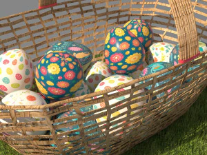 easter eggs basket 3D Model