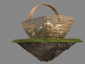 easter eggs basket 3D Model