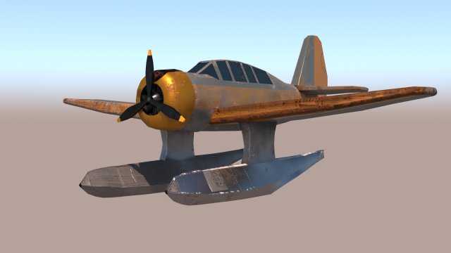 low-poly pbr northrop n-3pb seaplane 3Dモデル .c4d .max .obj .3ds .fbx .stl .blend 