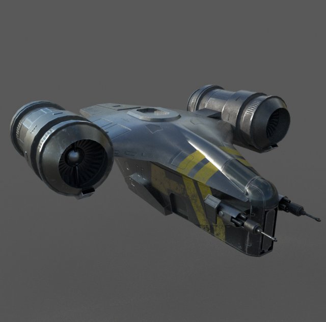 low-poly pbr mandalorian spaceship 3D-Modell .c4d .max .obj .3ds .fbx .stl .blend 