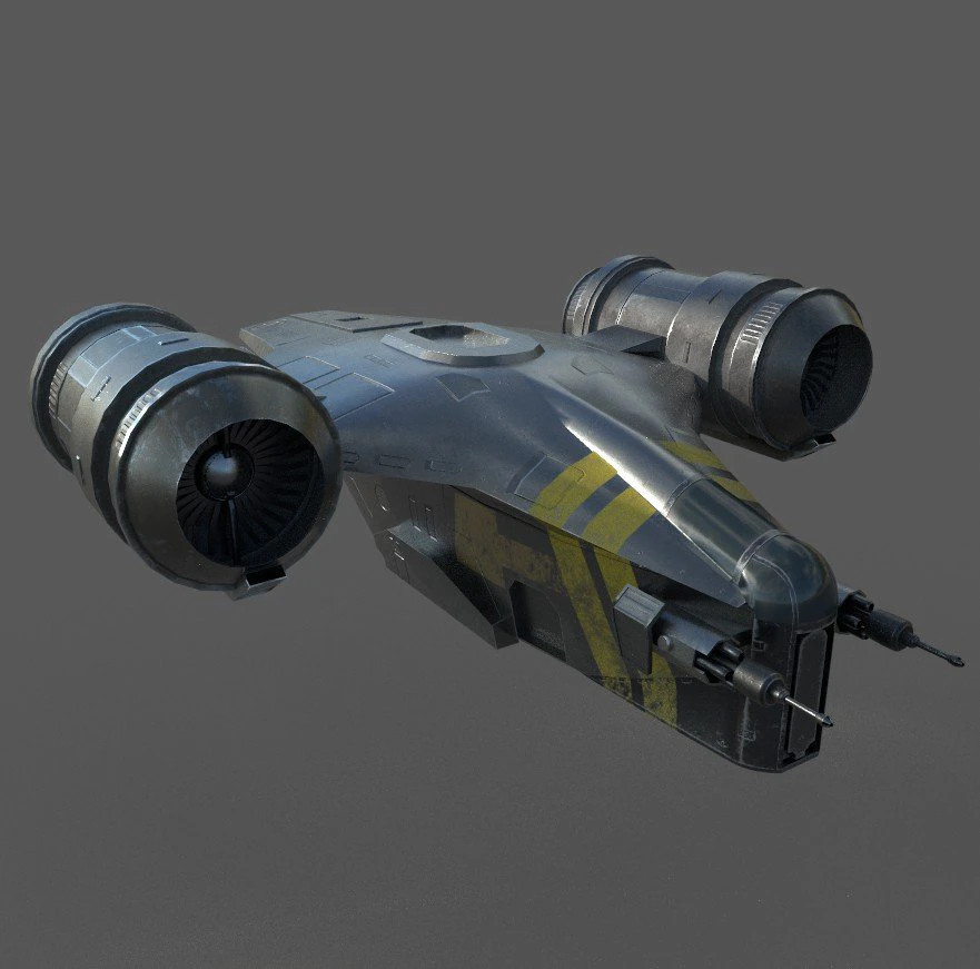 low-poly pbr mandalorian spaceship 3D Model .c4d .max .obj .3ds .fbx .stl .blend 