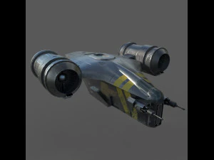 низкополигональная PBR мандалорский космический корабль 3D Модель