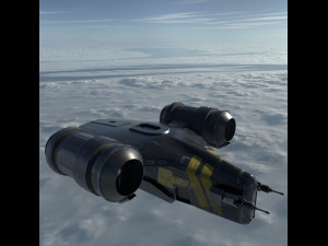 low-poly pbr mandalorian spaceship 3D-Modell