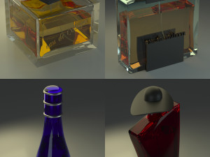 4 parfume bottles 3D Model