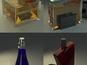 4 parfume bottles 3D Model