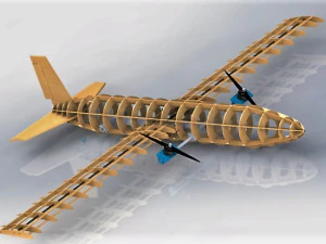 Aeronave lista para fabricar cortando con l&aacute;ser las secciones y uni&eacute;ndolas Modelo 3D