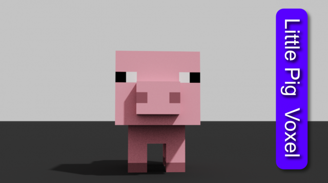 little pig voxel Model 3D .c4d .max .obj .3ds .fbx .stl .blend 