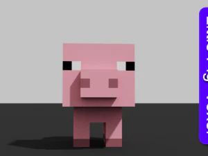 子豚のボクセル 3Dモデル