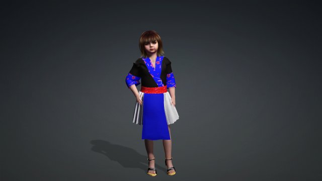 Hmong girl clothes 3D Модель .c4d .max .obj .3ds .fbx .stl .blend 