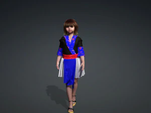 Hmong girl clothes 3D Model