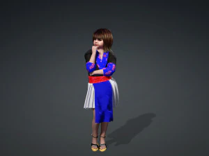 Hmong girl clothes 3D Model
