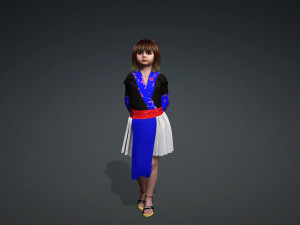 Hmong girl clothes 3D Модель