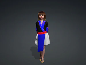 Hmong girl clothes 3D Model