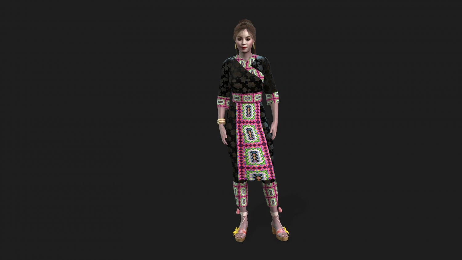 Hmong girl clothes 3D Model .c4d .max .obj .3ds .fbx .stl .blend 