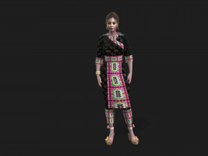 Hmong girl clothes 3D Model