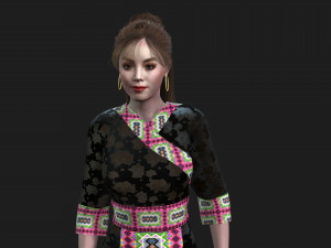 Hmong girl clothes 3D Model