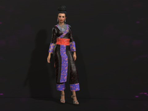 Hmong girl fashion 3D Model