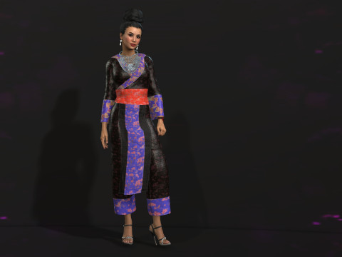 Hmong girl fashion 3D Model