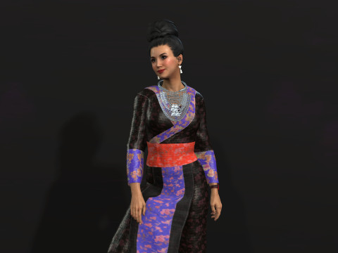 Hmong girl fashion 3D Model