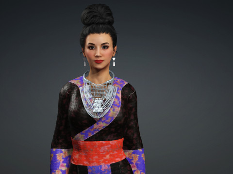 Hmong girl fashion 3D Model
